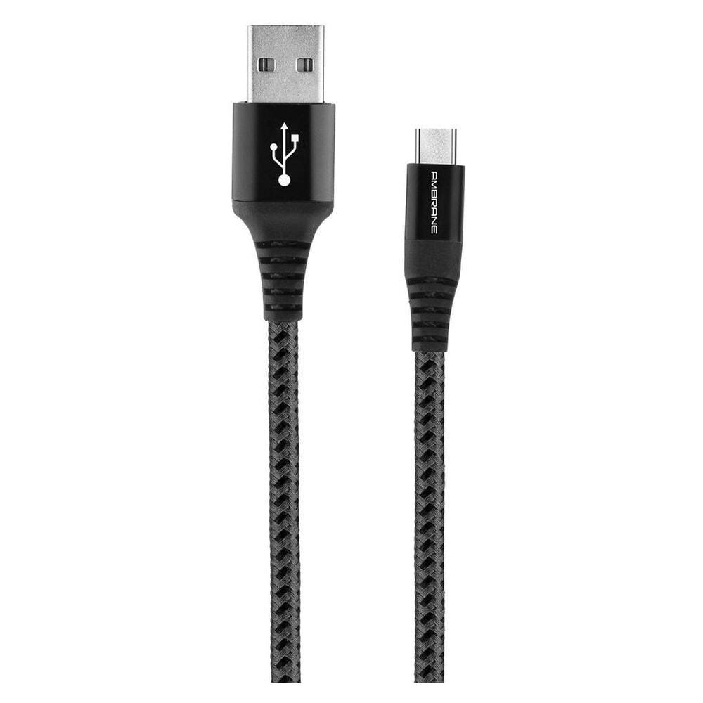 Ambrane 150 cm (1.5 m) Unbreakable 3 A Fast Charging Braided Type-C Cable (Black, BC-T-15)