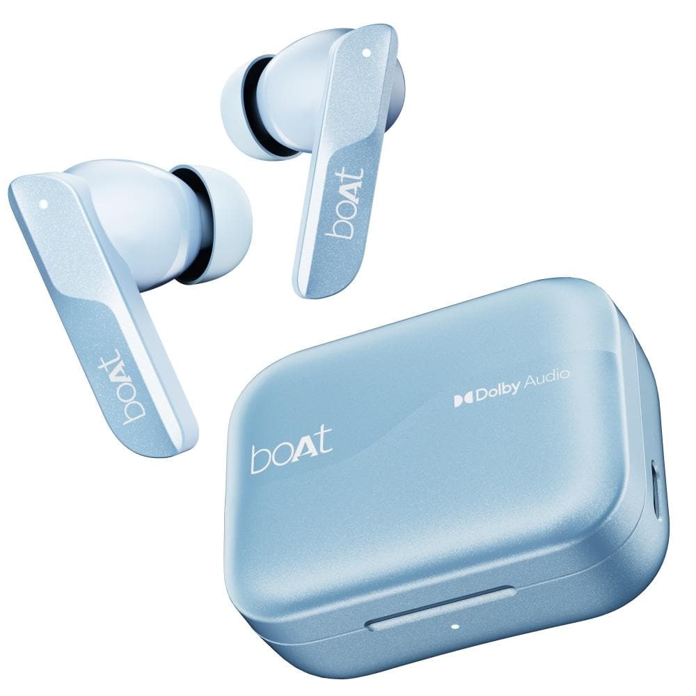 boAt Airdopes 800 TWS Earbuds with 40 Hours Playtime, Quad Mics with Ai-ENx Tech, ASAP Charge, Beast Mode, Surround Sound, Seamless Multipoint Connectivity, 10 mm Titanium Drivers, IPX5 (Interstellar Blue)