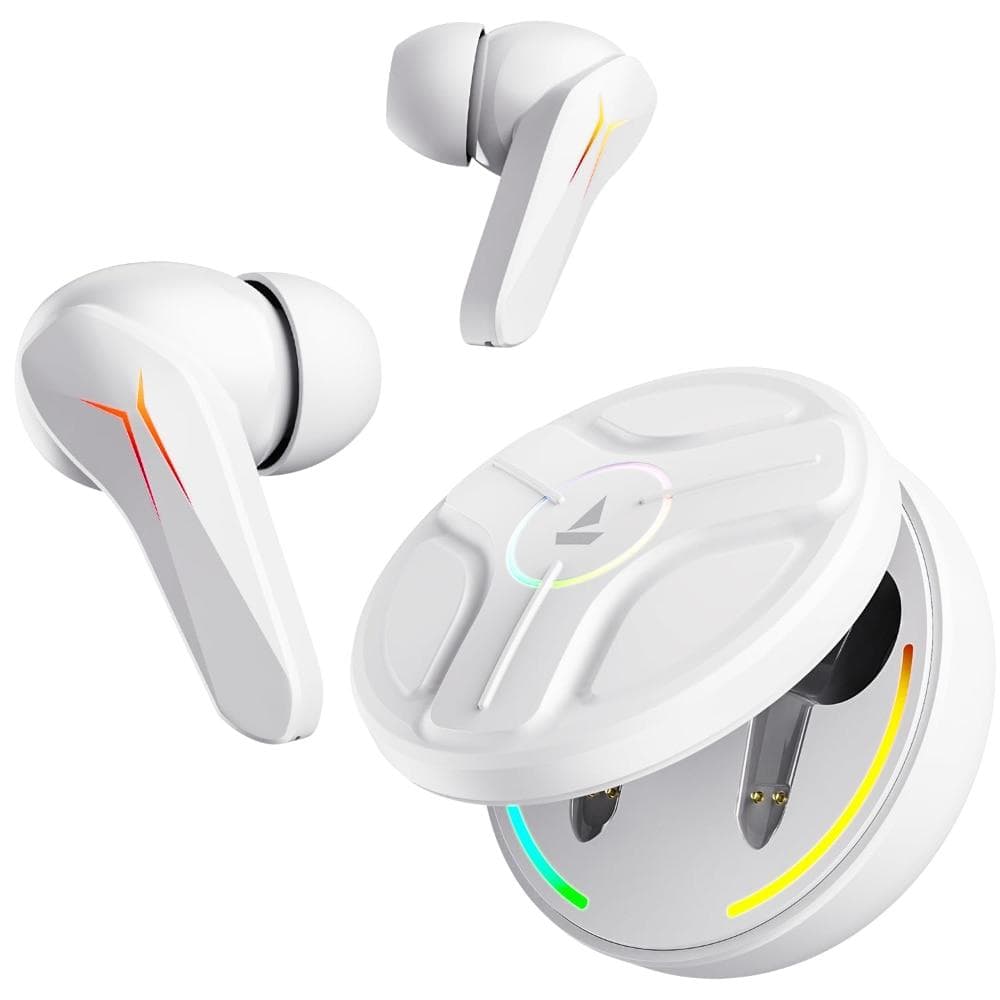 boAt Immortal 141 TWS Earbuds with ENxTM Tech, Up to 40 hrs Playtime, boAt Signature Sound, BEAST Mode, IPX4 Resistance, IWP Tech, RBG Lights, & USB Type-C Port (White Sabre)