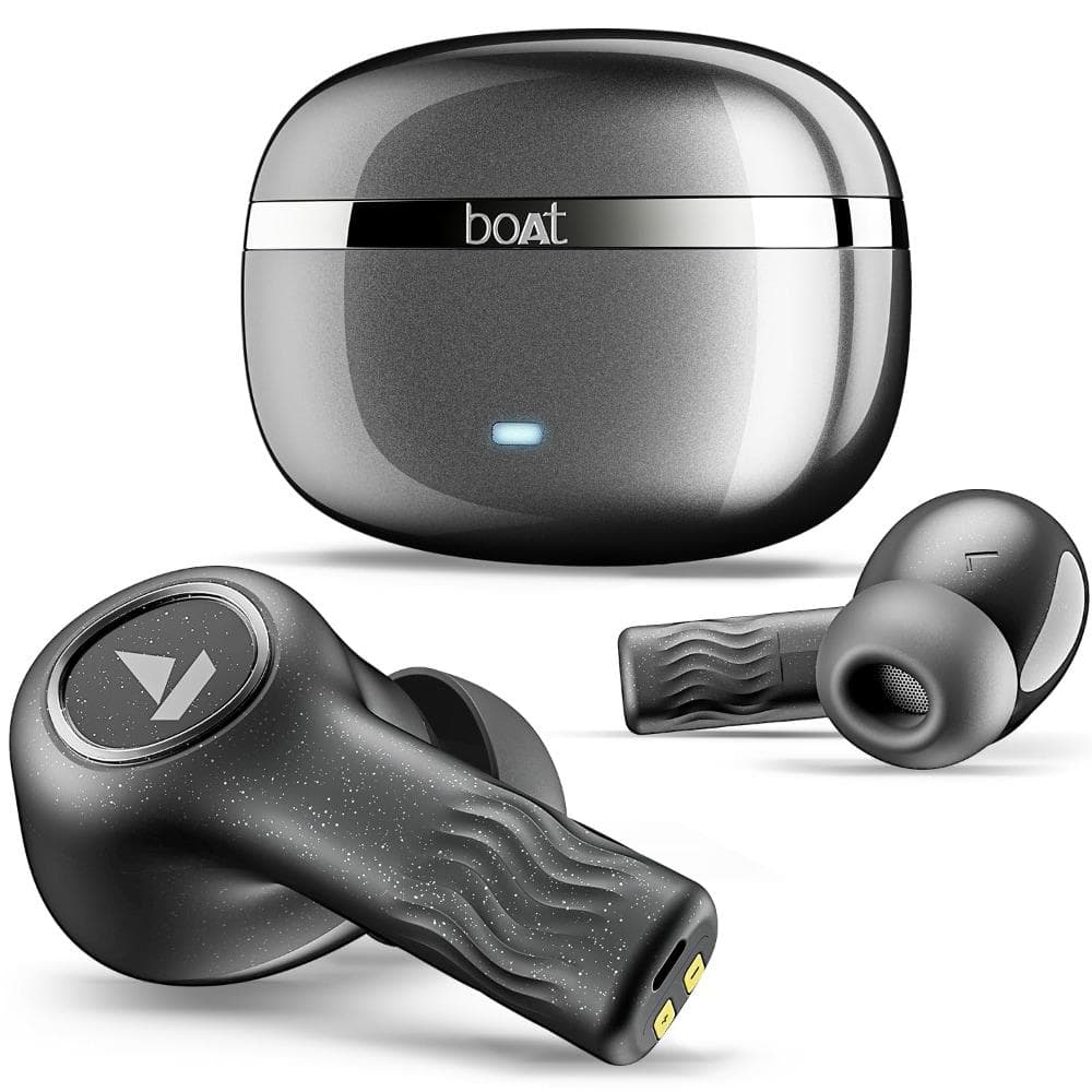 boAt Nirvana Iris Truly Wireless Earbuds, Up to 32 dB Active Noise Cancellation,120 Hrs Playback,Crystal Bionic Sound Powered by HiFi,Beast Mode,ENx Tech,Hearables App (Crystal Black)