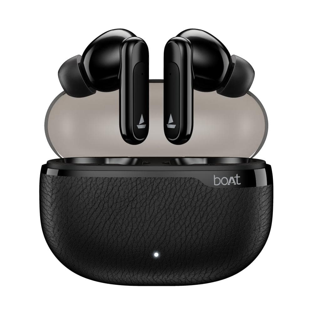 boAt Airdopes Plus Aura TWS Earbuds with Up to 75 Hours Playtime, 13 mm Drivers with boAt Signature Sound, 10 mins ASAP Charge (150 mins Playtime), 55 ms Low Latency, 4 Mics with AI-ENx Technology, Fractal Black