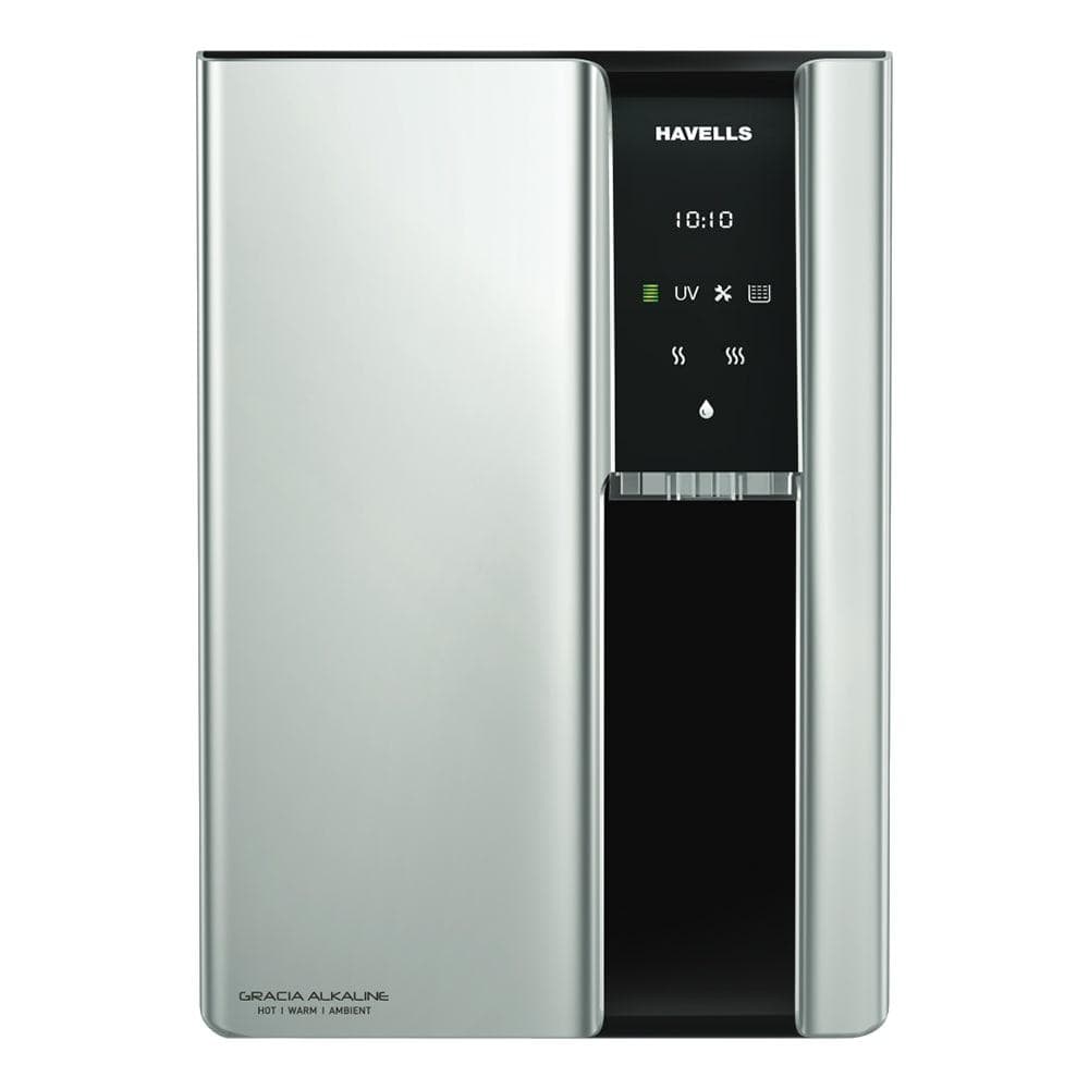 Havells Gracia Alkaline, 7.5 Litres, 60 Watts, RO + UV Water Purifier, 8 Stage Purification Technology, Silver and Black