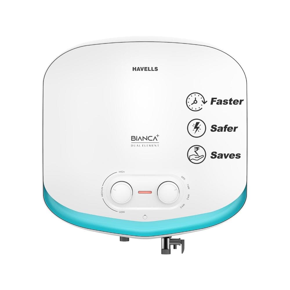 Havells Bianca Plus 10 L 5-Star Storage Geyser with Feroglas Tank, Incoloy Heating Element, Whirlflow Technology & Shock-Safe Plug