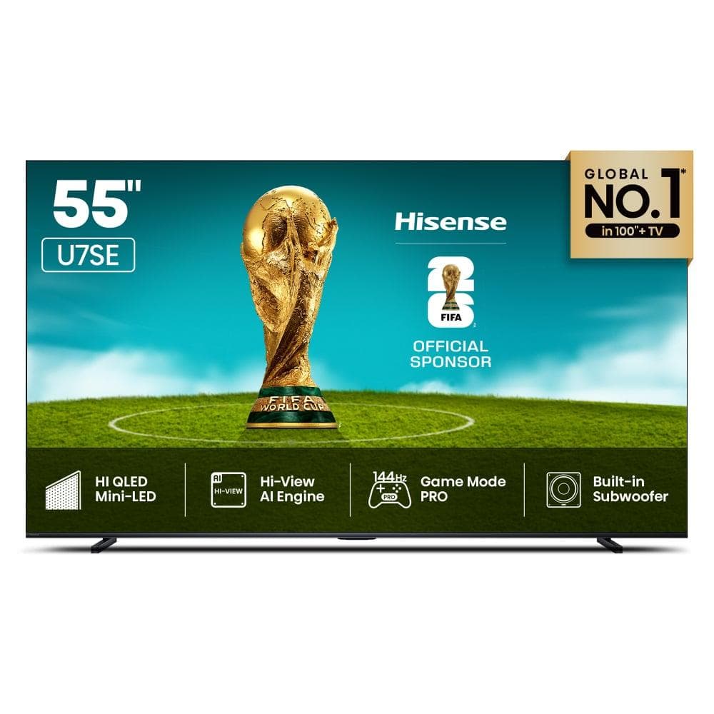 Hisense 139.7 cm (55 inch) 4K MiniLED VIDAA TV, Black, 55U7SE