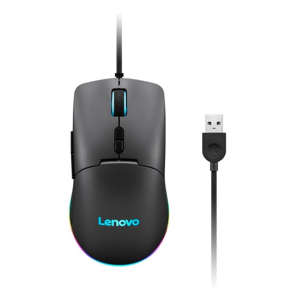Lenovo M210 RGB Gaming Wired USB Mouse, Ambidextrous, 7-Buttons, 8000 DPI with 4 Levels DPI Switch, 3-Zone RGB Backlight, GY51M74265