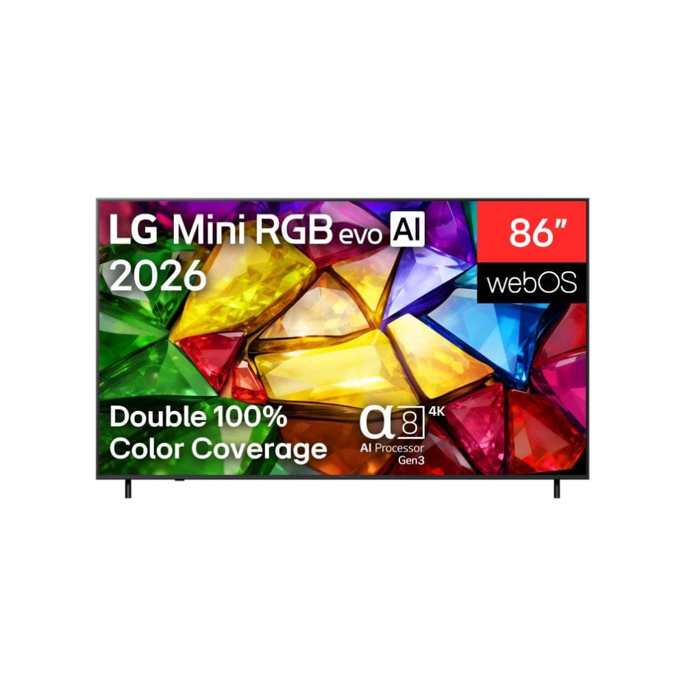 LG MRGB AI 217 cm (86 inch) 4K Smart TV, 8 AI Processor 4K Gen3, 8 AI Super Upscaling 4K, Dolby Vision / HDR10 / HLG, Precision Dimming, Motion Booster 288, 8 AI Sound Pro (Virtual 11.1.2 Up-mix)