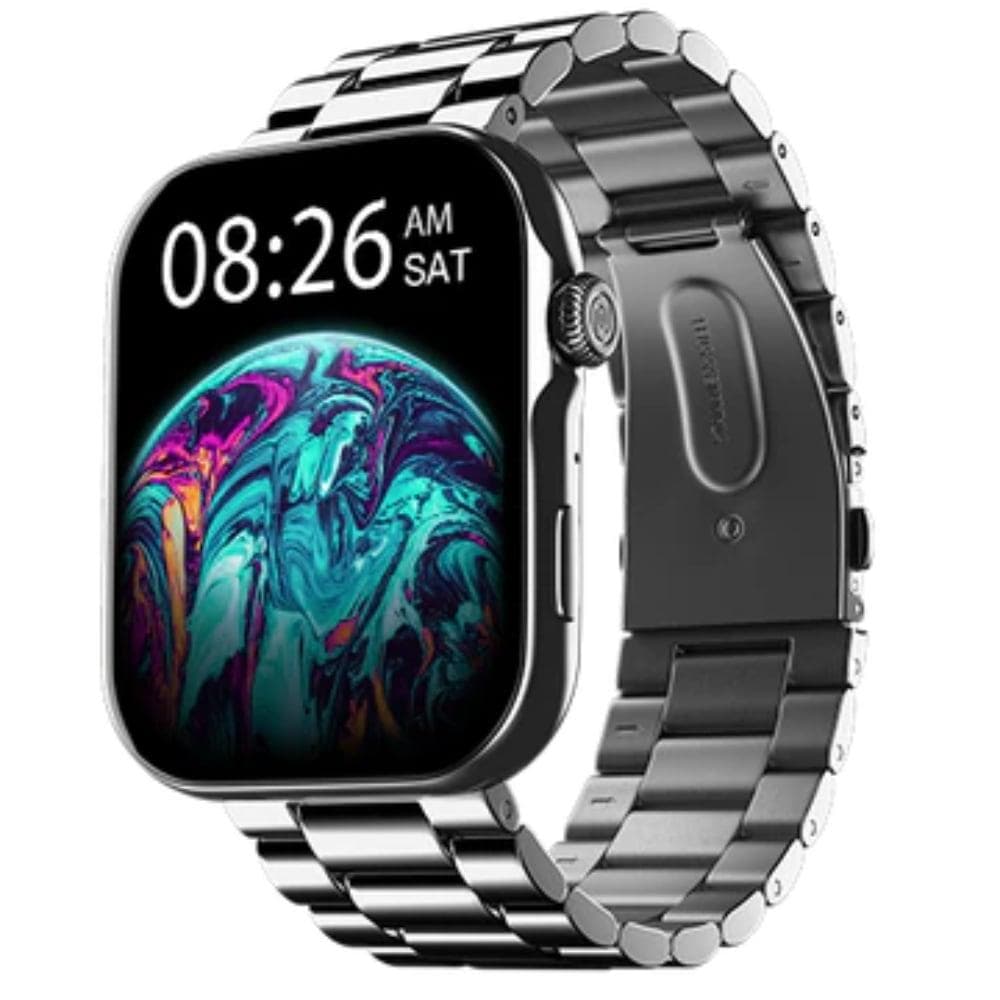 Noise Colorfit Ultra 3 Smartwatch, 4.97 cm (1.96 inch) AMOLED Display, Bluetooth Calling, Premium Metallic Build, Upto 7 Days Battery, Rotating Functional Crown, Gesture Control, Voice Assistant (Metallic Strap Silver)