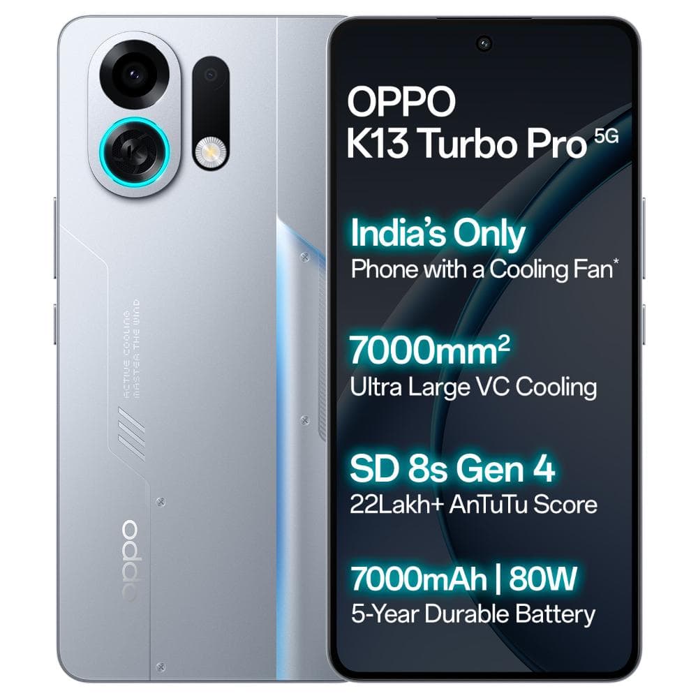 Oppo K13 Turbo Pro 256 GB, 8 GB RAM, Sliver Knight, Mobile Phone