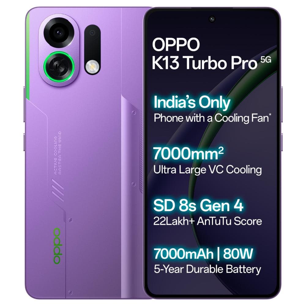 Oppo K13 Turbo Pro 256 GB, 12 GB RAM, Purple Phantom, Mobile Phone