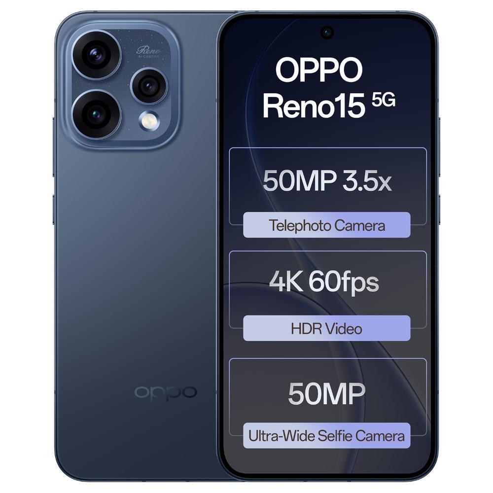 Oppo Reno15 5G 512 GB, 12 GB RAM, Twilight Blue, Mobile Phone