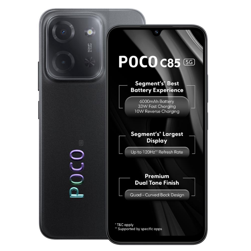 POCO C85 5G 128 GB, 6 GB RAM, Black, Mobile Phone