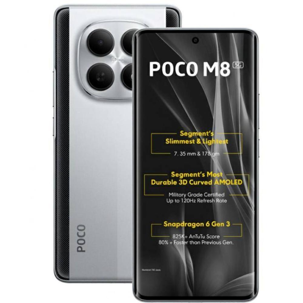 POCO M8 5G 128 GB, 6 GB RAM, Silver, Mobile Phone