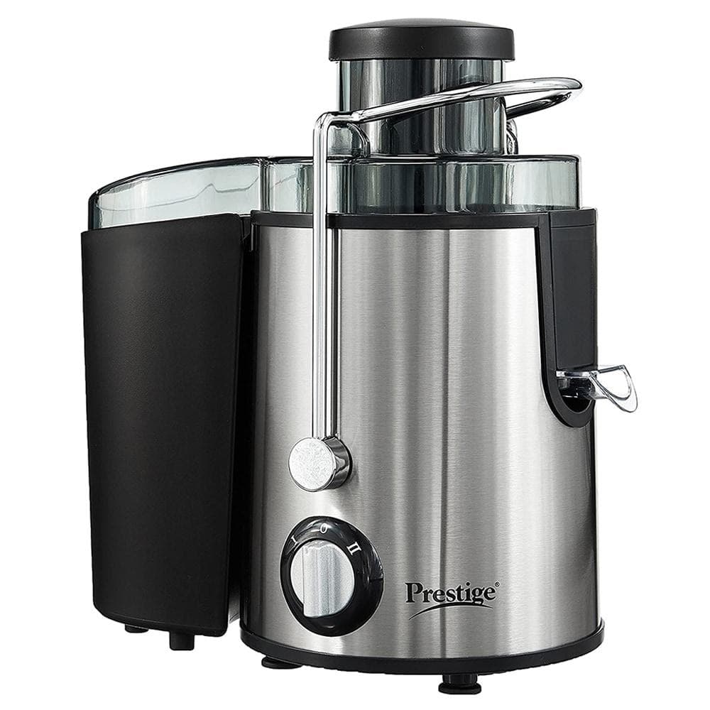 Prestige PCJ 7.0 500W Centrifugal Juicer, Anti-Drip, Dual Locking System, Black and Steel