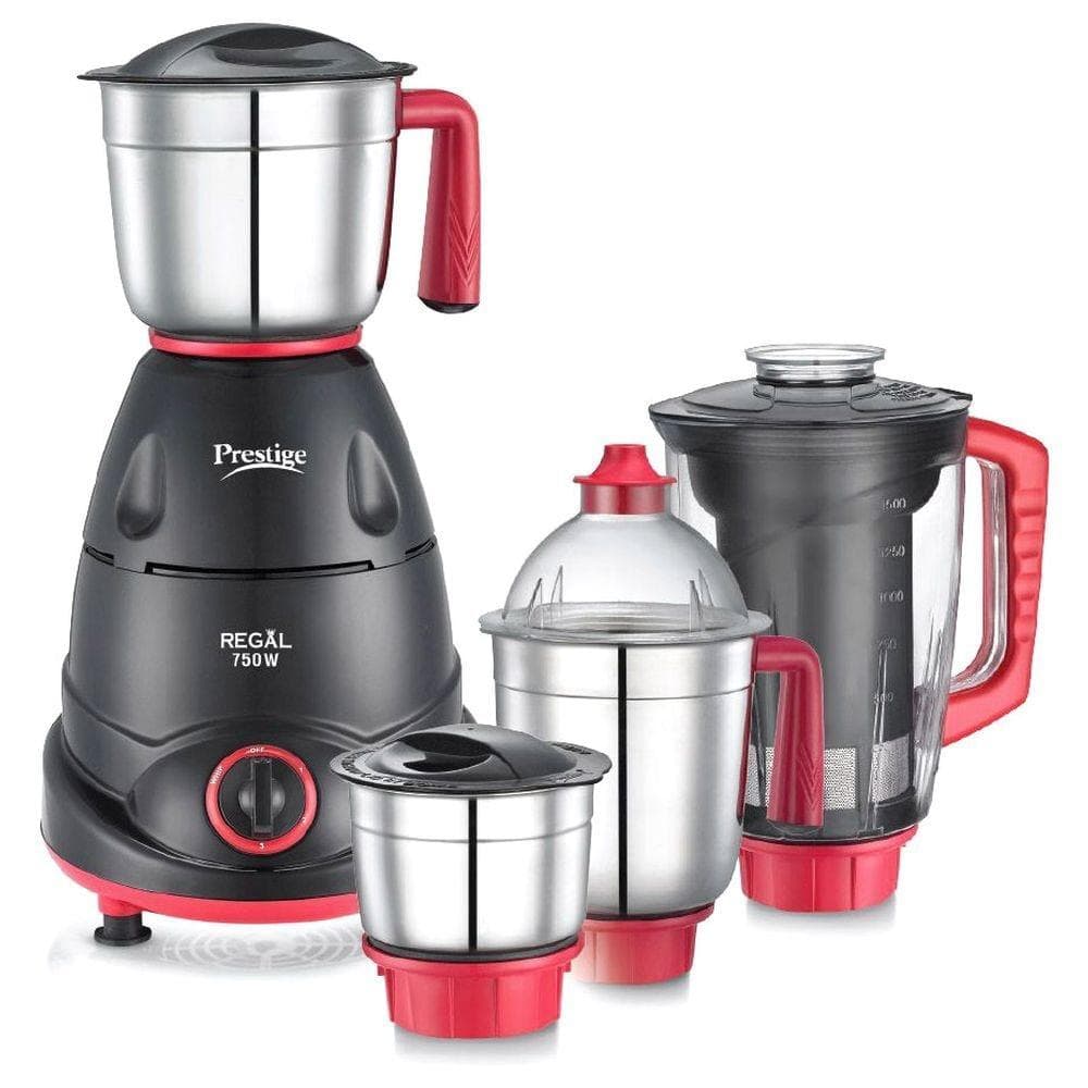 Prestige Regal 750W 4 Jars Mixer Grinder, Red and Black