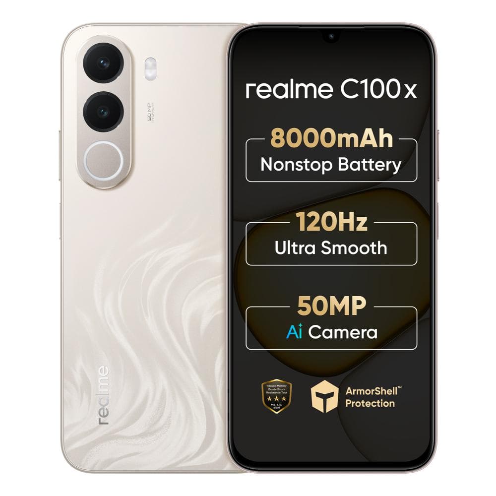 Realme C100X 4G 64 GB, 4 GB RAM, Golden Coast, Mobile Phone