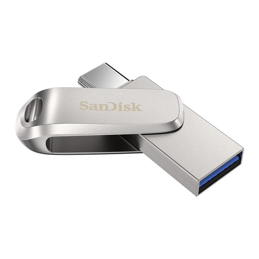 SanDisk Mobile Pen Drive Luxe 128 GB, USB Type A & USB C Connector, Up to 400 MB/sec, Silver