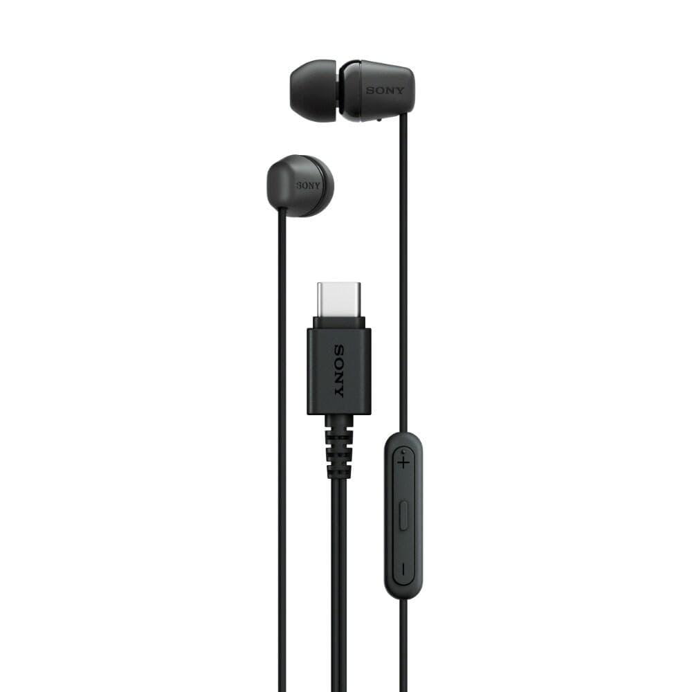 Sony IER-EX15C Wired in Ear Type C Earphone, In-Line remote for Volume & Mute Function with Mic, Tangle Free Serration Wire, Compatible with USB-C Devices, High Sound Quality (Black)