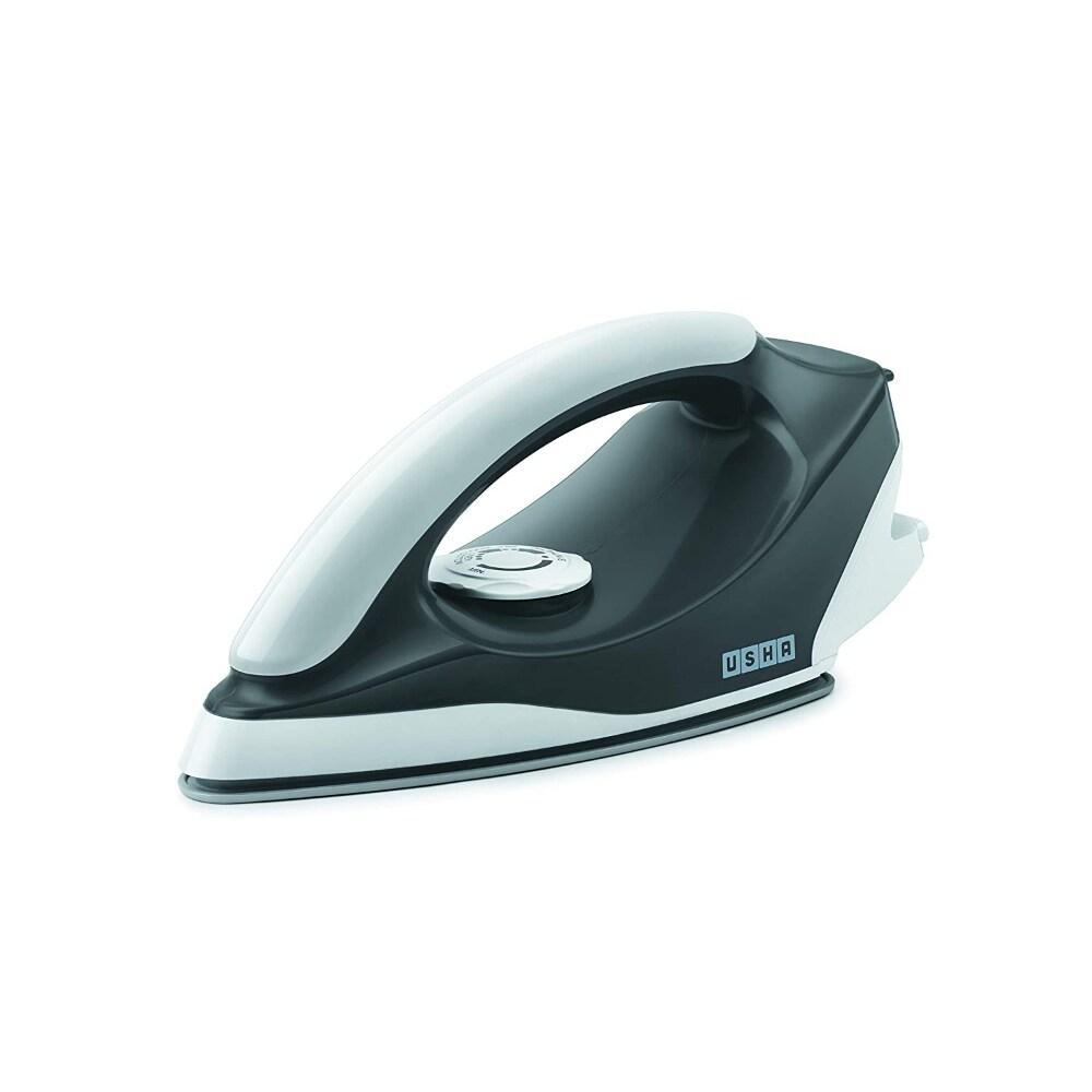 Usha Aurora Dry Iron 1000 W, 5 Fabric Settings, Non-Stick, Black