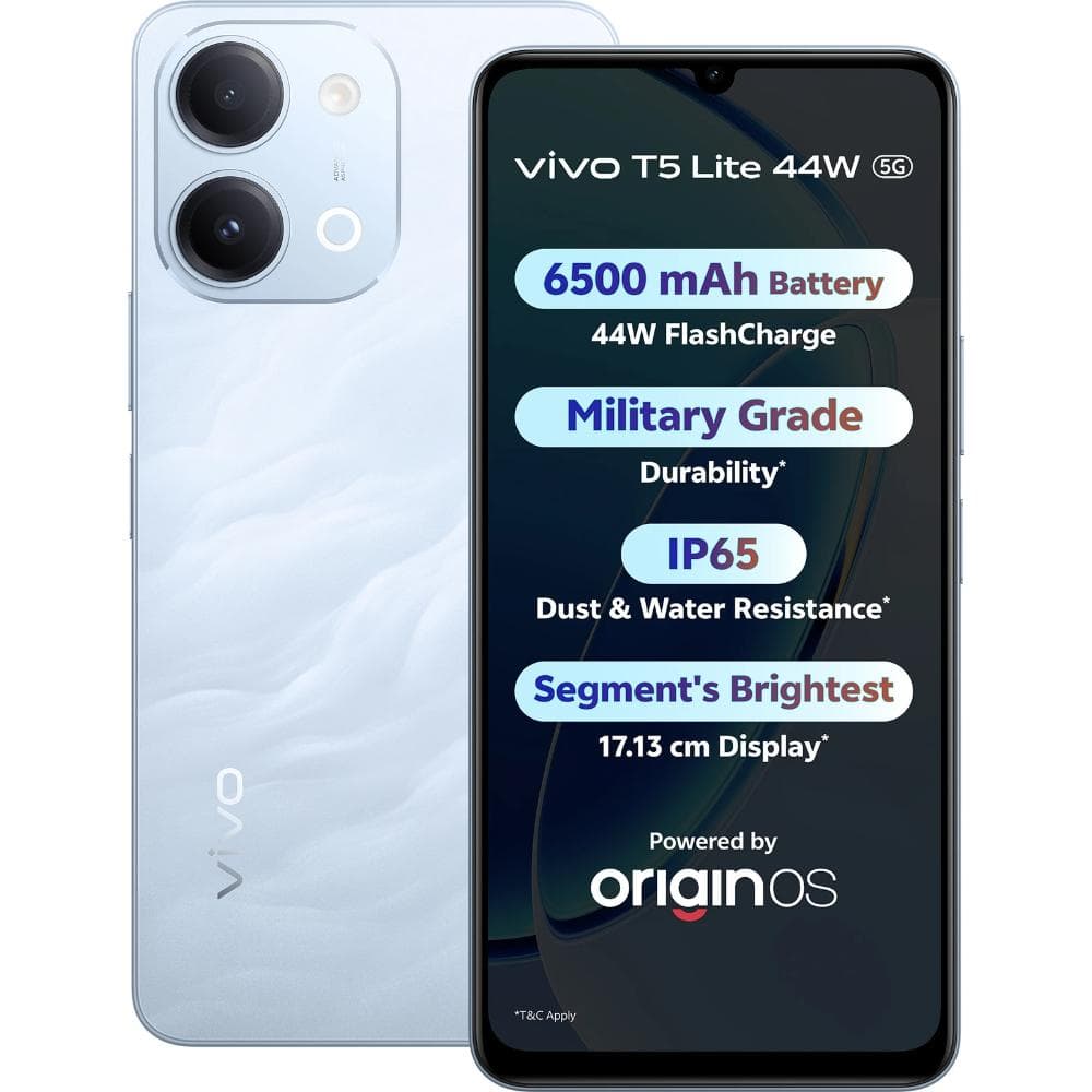 Vivo T5 Lite 5G 256 GB, 6 GB RAM, Wave Blue, Mobile Phone