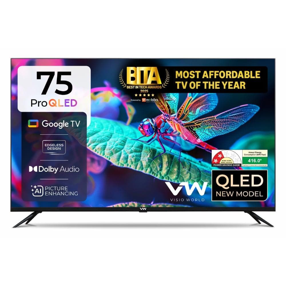 VW 190 cm (75 inches), Pro Series 4K Ultra HD Smart QLED Google TV, Black, VW75GQ1