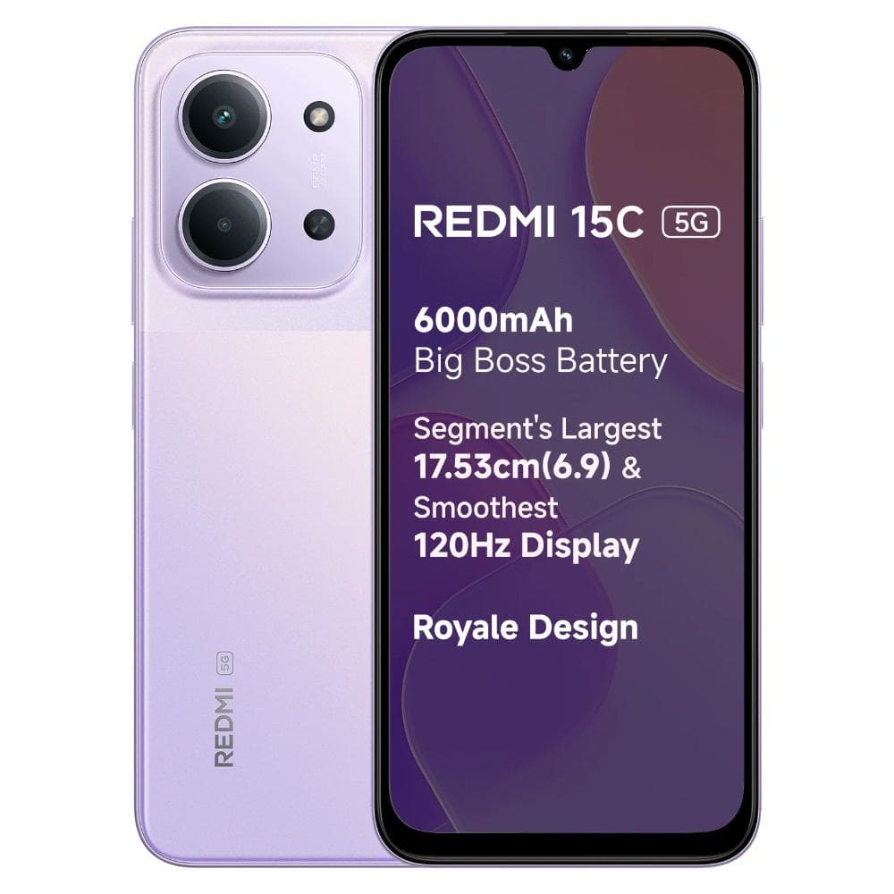 Redmi 15C 5G 128 GB, 6 GB RAM, Dusk Purple, Mobile Phone