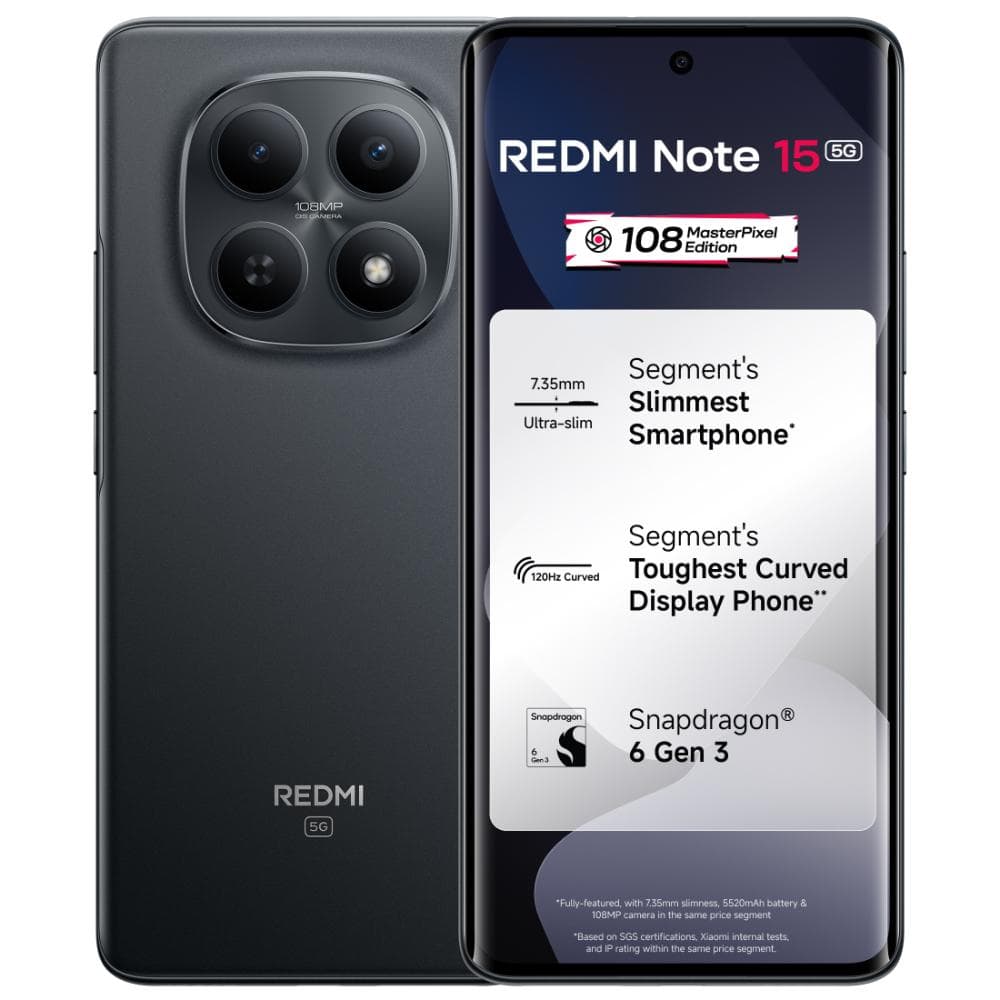 Redmi Note 15 5G 256 GB, 8 GB RAM, Black, Mobile Phone