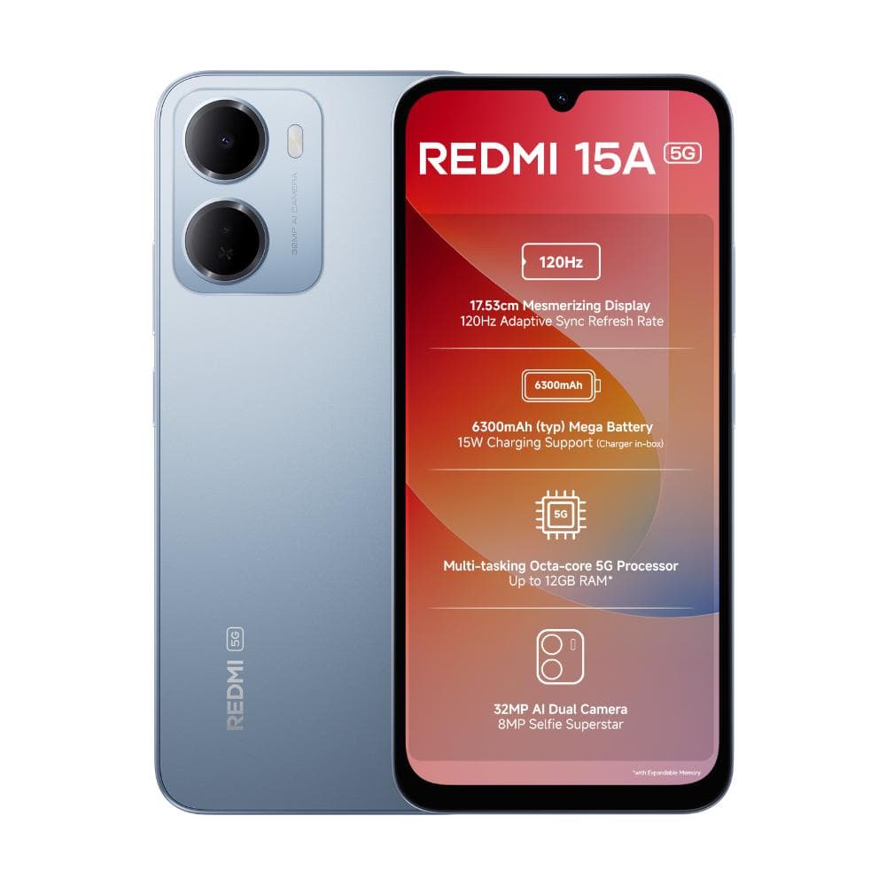 Redmi 15A 5G 128 GB, 6 GB RAM, Blue, Mobile Phone