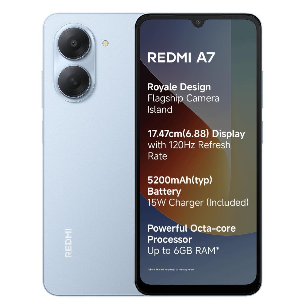 Redmi A7 4G, 64 GB, 3 GB RAM, Sky Blue, Mobile Phone