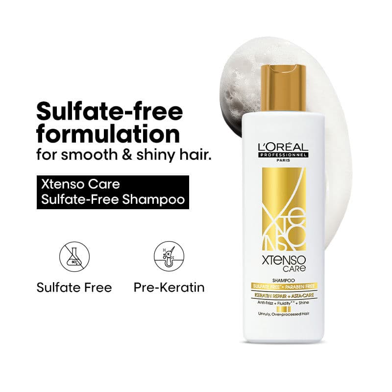 L'Oreal Professionnel Xtenso Care Sulfate-Free Shampoo, Frizz-Free & Shiny Hair With Pro-Keratin