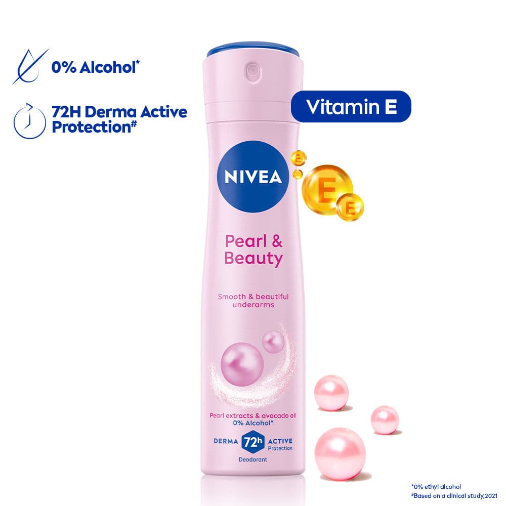 NIVEA Deo Pearl & Beauty Extracts & 0% Alcohol, For Smooth Underarms, 48H Freshness and Odour Protection