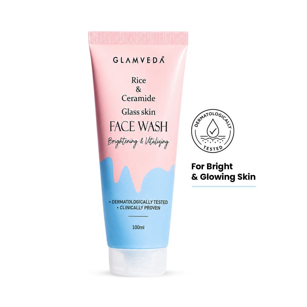 Glamveda Rice Water & Ceramide Glass Skin Brightening Face Wash