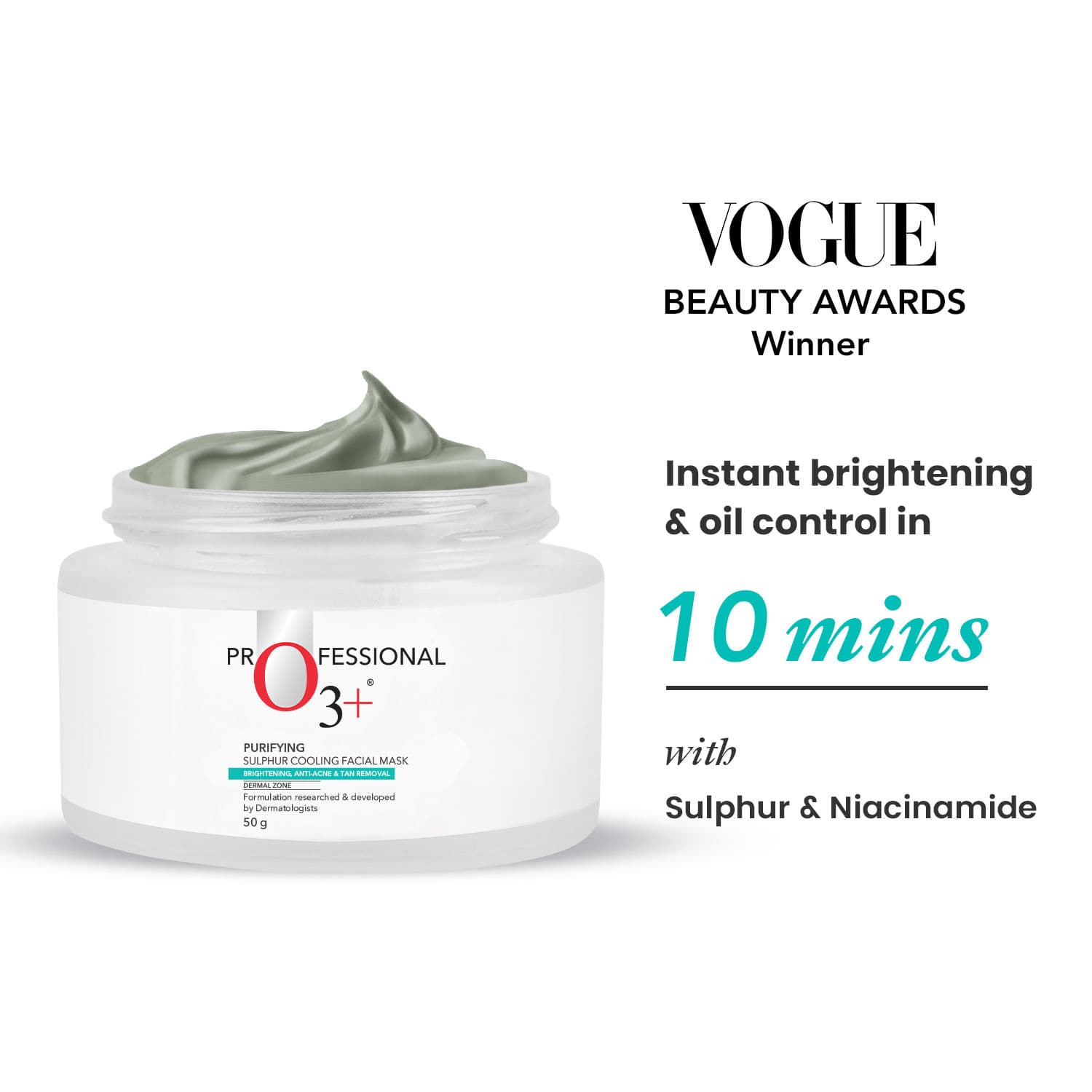 O3+ Purifying Sulfur Cooling Mask For Brightening,Anti Acne & Tan Removal