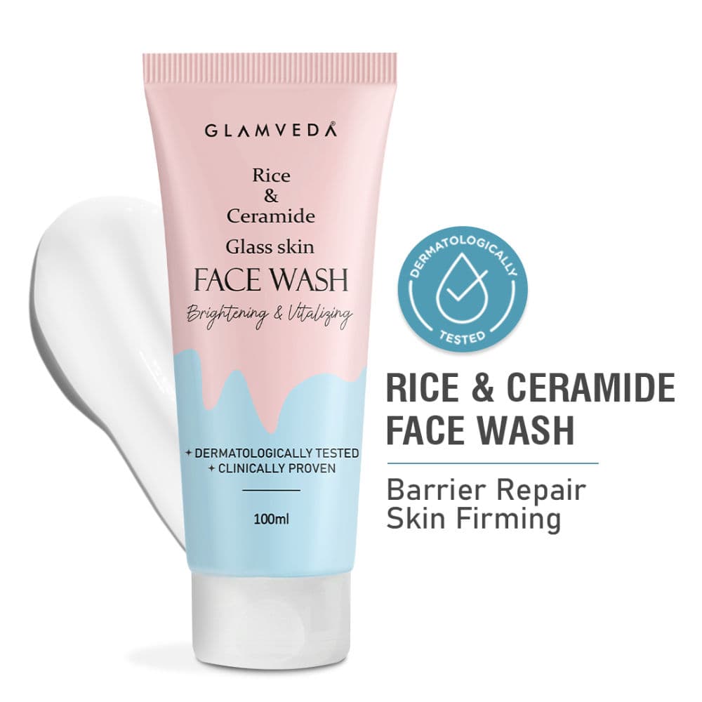 Glamveda Rice Water & Ceramide Glass Skin Brightening Face Wash