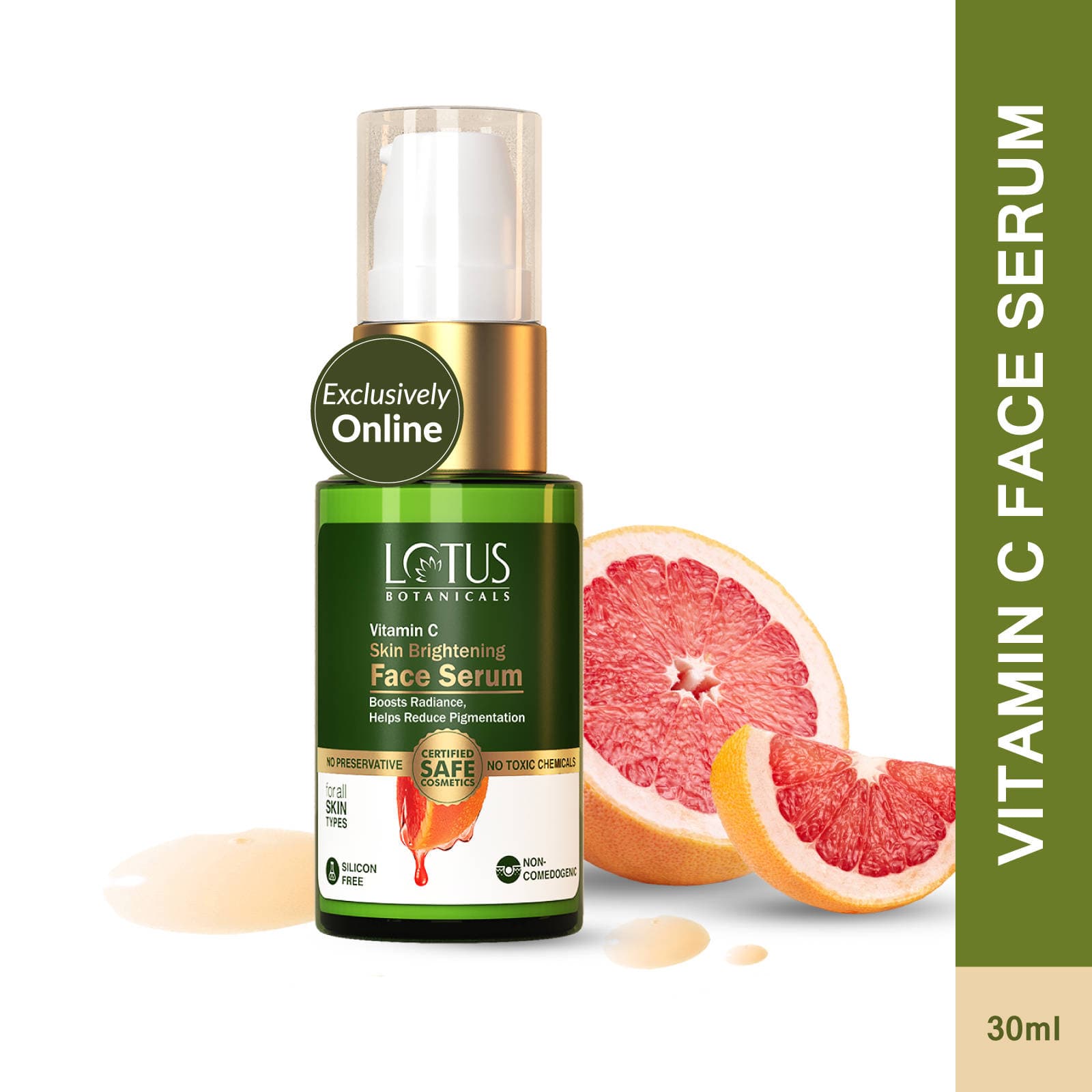 Lotus Botanicals Vitamin C Skin Brightening Face Serum,Recovers And Repairs Dull Skin,Chemical Free