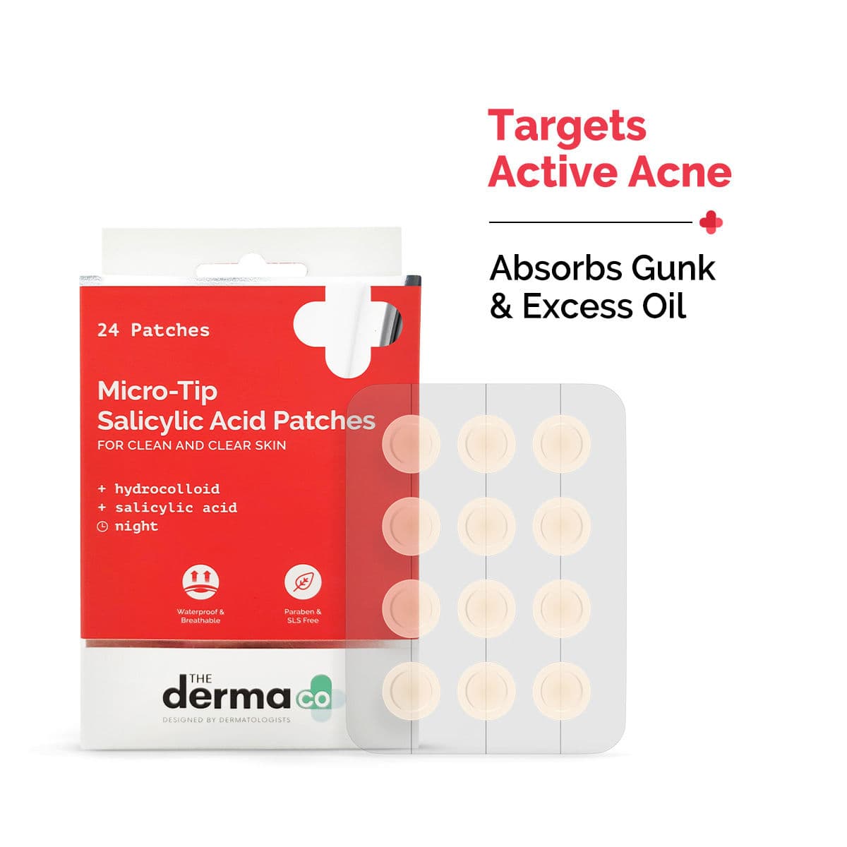 The Derma Co Micro-tip Acne Patches With Salicylic Acid and Hydrocolloid For Clean & Clear Skin - 24 Patches
