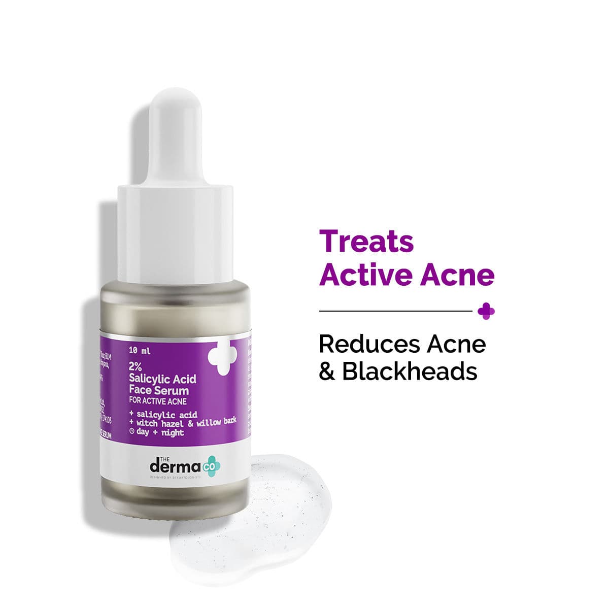 The Derma Co 2% Salicylic Acid Serum With Witch Hazel & Willow Bark For Active Acne Day+Night