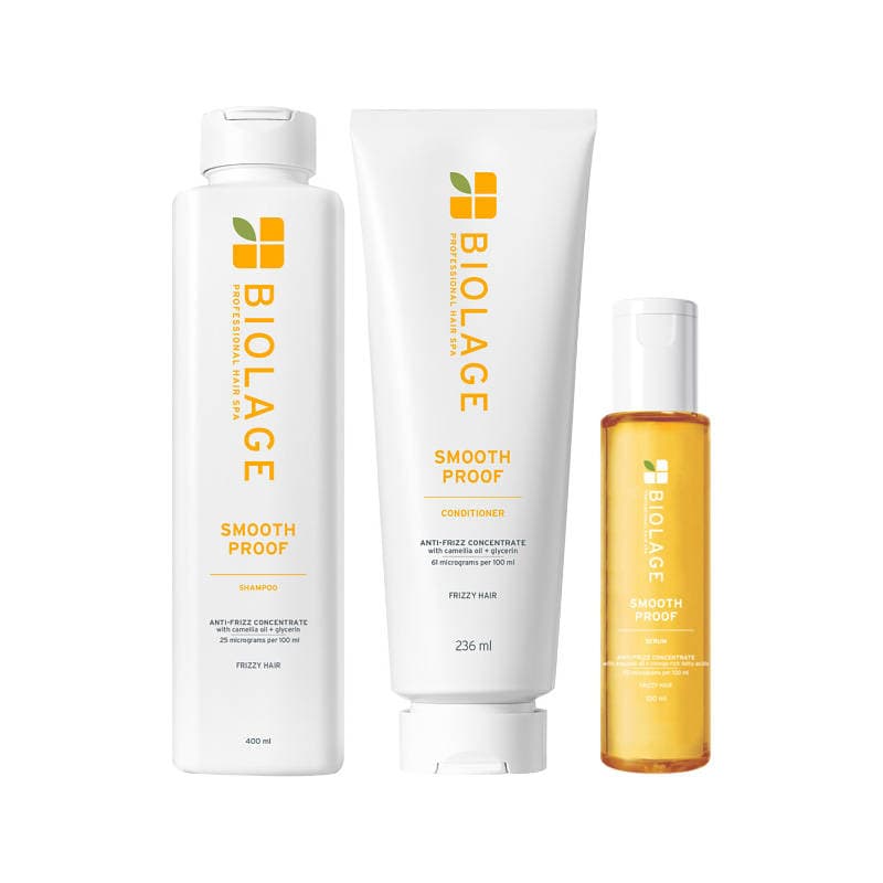 Biolage Smoothproof Anti-Frizz Shampoo Serum Combo with Camellia & Glycerin for 72HR Frizz Control