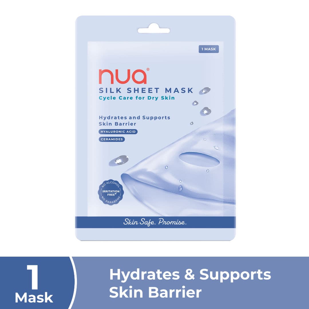 Nua Hydrating Sheet Mask - With Ceramides & Hyaluronic Acid (Soothes, Cycle Care for Dry Skin)