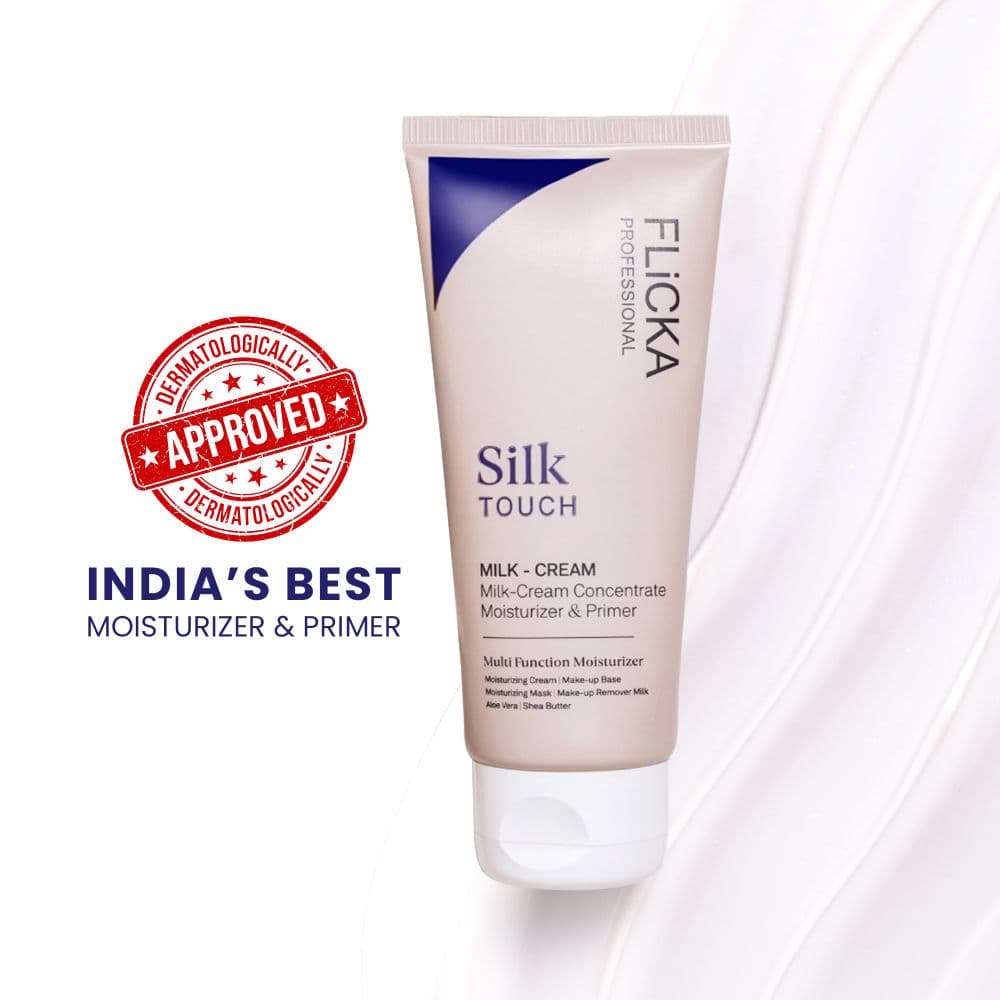 Flicka Silk Touch 3-In-1 Milk Cream Moisturizer Primer Dermatologically Tested & Minimize Pores
