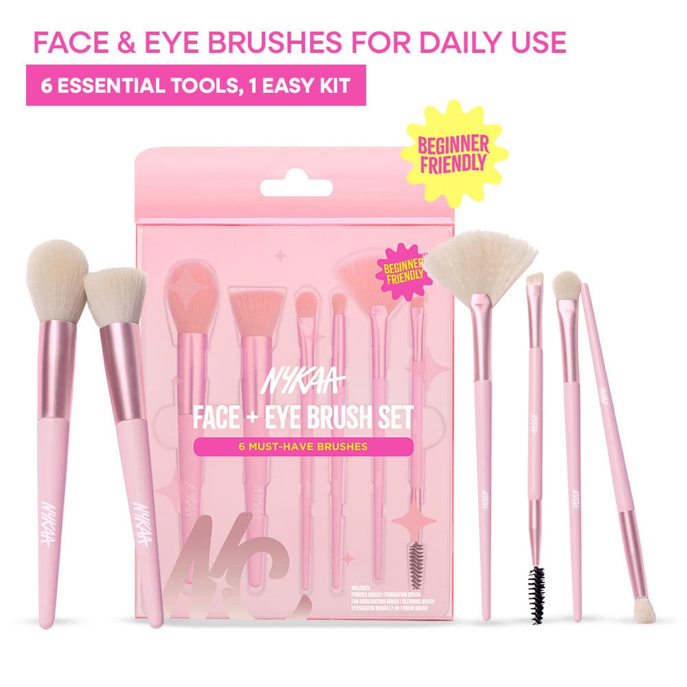 Nykaa Face & Eye Brush Set – Soft Bristles For Flawless Application - Beginner Friendly - 6Pcs