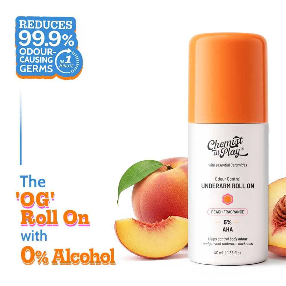 Chemist at Play 5% AHA Underarm Roll On, Vitamin C & Lactic Acid Treat Pigmentation & Odour Peach