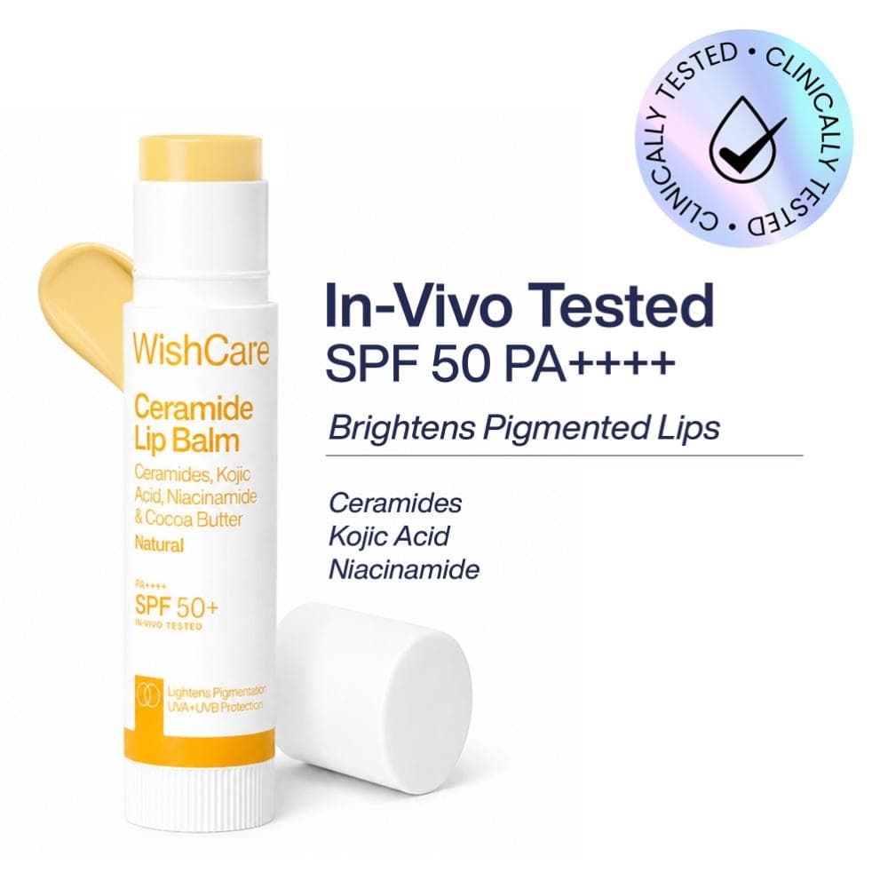 WishCare Natural Ceramide Lip Balm for Dark Pigmented Lips with SPF50 PA+++ Heals Dry & Chapped Lips