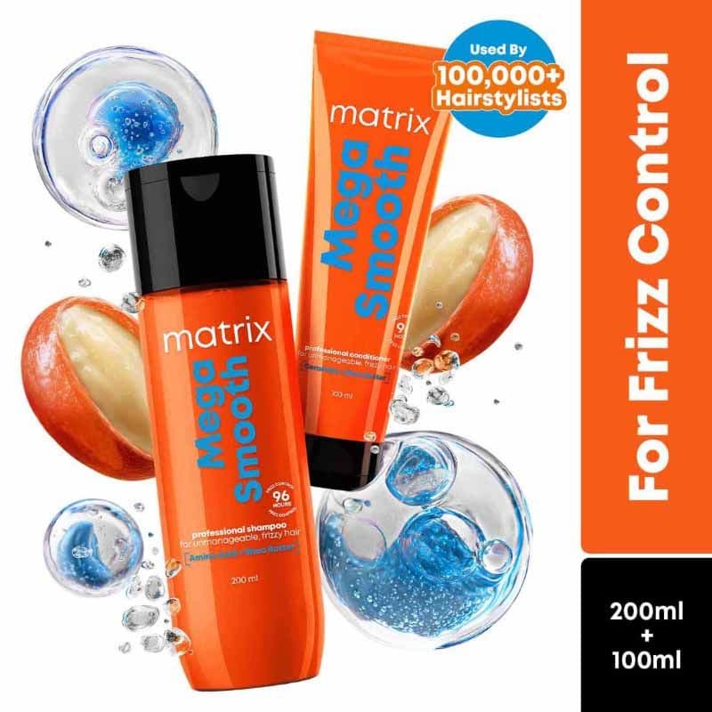 Matrix Mega Smooth Anti-Frizz Shampoo Conditioner Combo for 4-Days Frizz Control