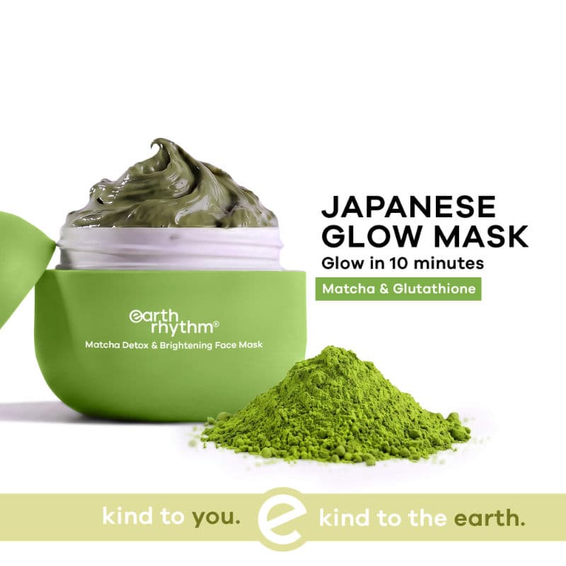 Earth Rhythm Matcha Face Mask Brightens & Detoxifies Skin With Matcha Green Tea & Glutathione