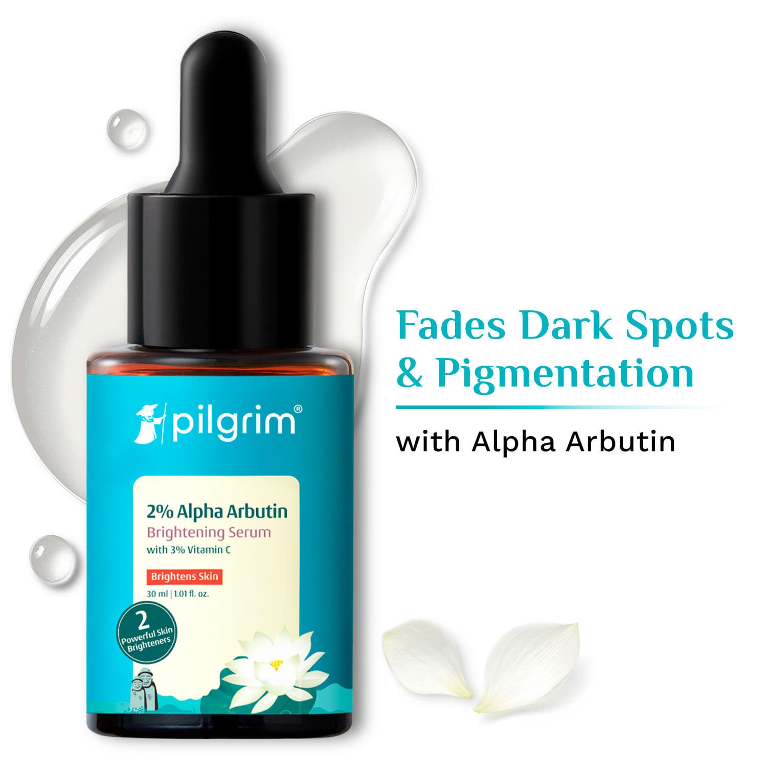 Pilgrim 2% Alpha Arbutin & 3% Vitamin C Brightening Serum, Fades Pigmentation & Brightens Skin