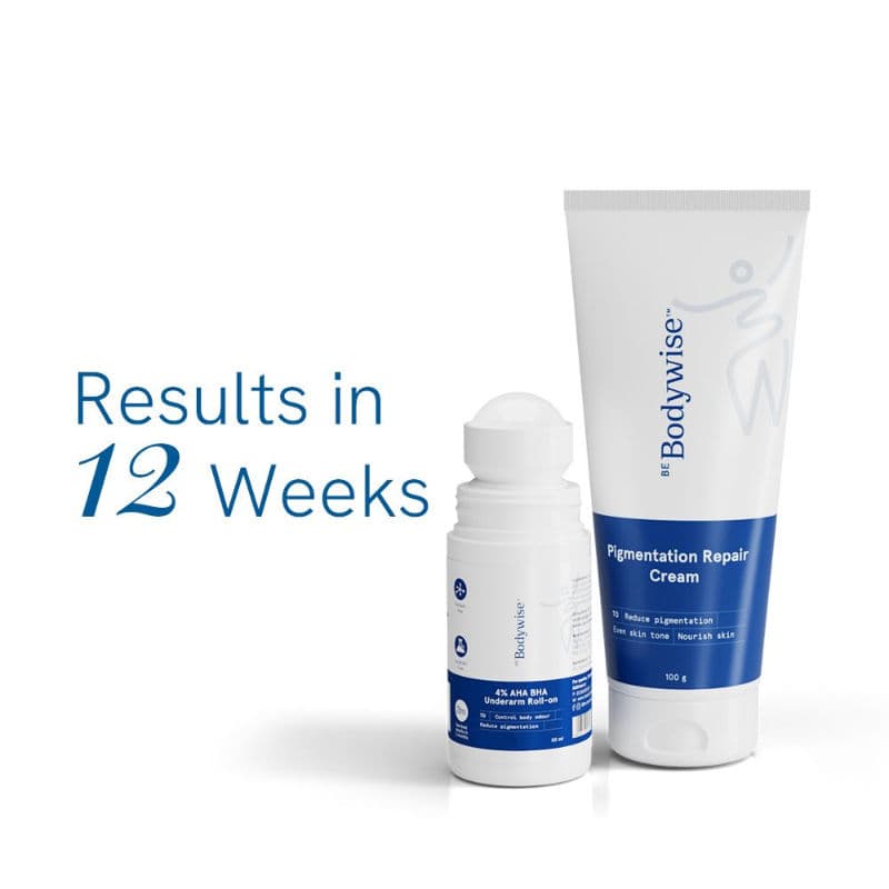 Be Bodywise Pigmentation Repair Pack - 4% AHA BHA Underarm Roll On & Pigmentation Repair Cream