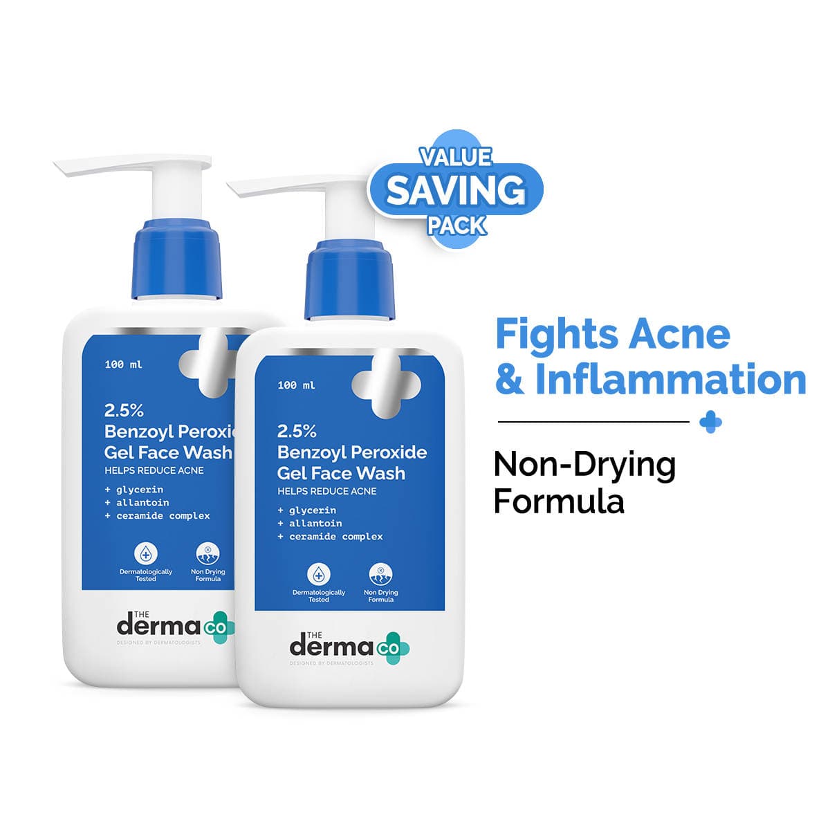 The Derma Co 2.5% Benzoyl Peroxide Gel Face Wash - Pack Of 2