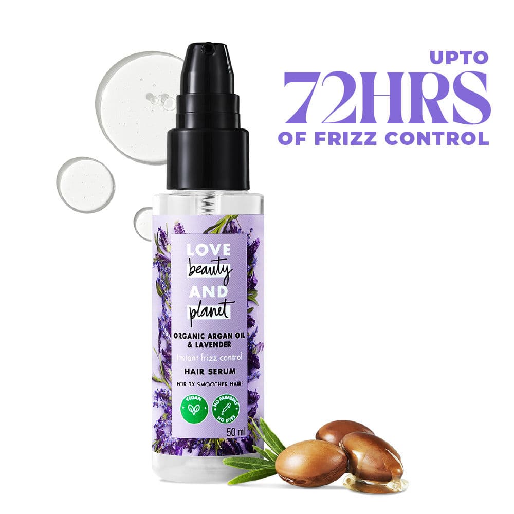 Love Beauty & Planet Argan Oil & Lavender Hair Serum For Smooth Frizz-Free Hair