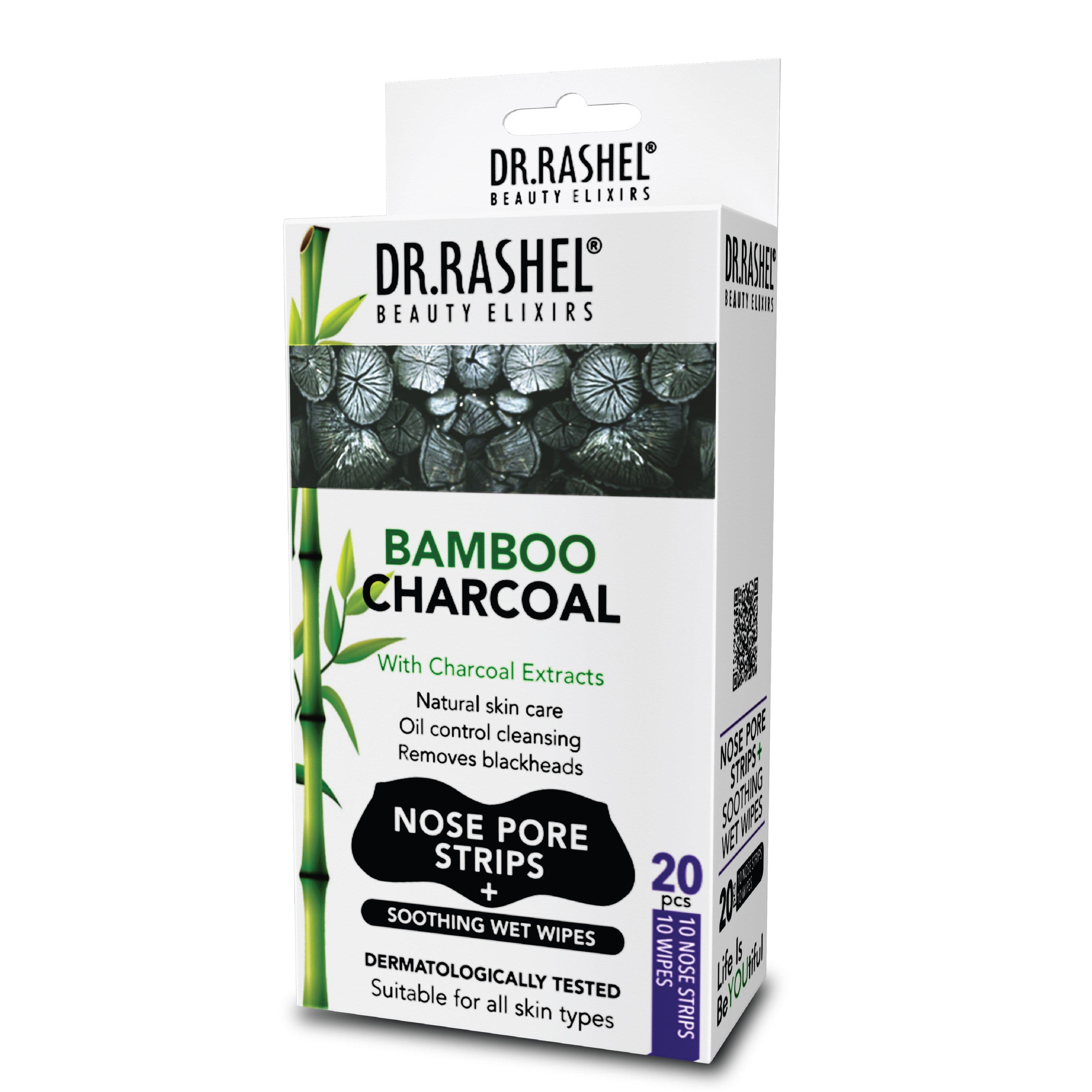 DR. RASHEL Bamboo Charcoal Blackhead Remover Nose Strips & Soothing Wet Wipes