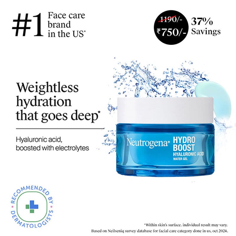 Neutrogena Hydro Boost Hyaluronic Acid Water Gel Light Face Moisturizer For Normal, Dry & Oily Skin